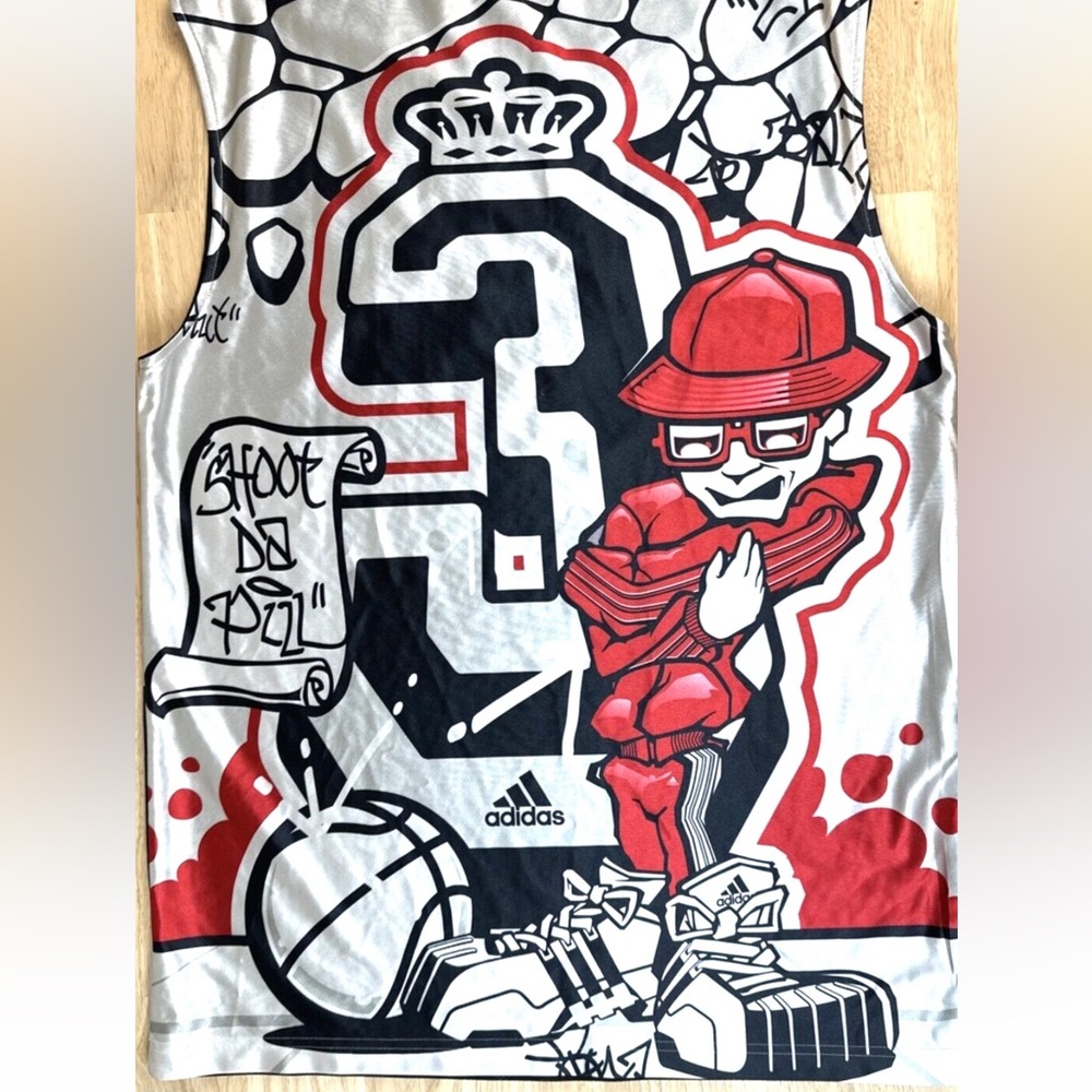 Vintage Adidas Graffiti Y2K Basketball Jersey Reversible All Over Print No. 3 - Picture 7 of 12